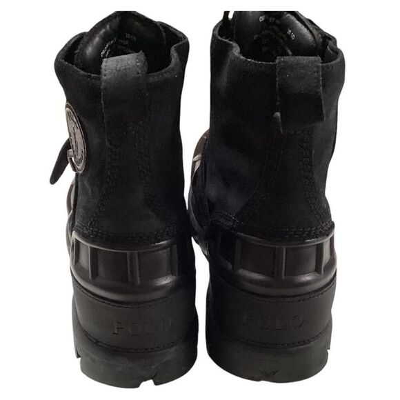 Polo Ralph Lauren Duck Boots Men10.5 Black Oslo Hydroguard Leather Suede NEW - Picture 5 of 9